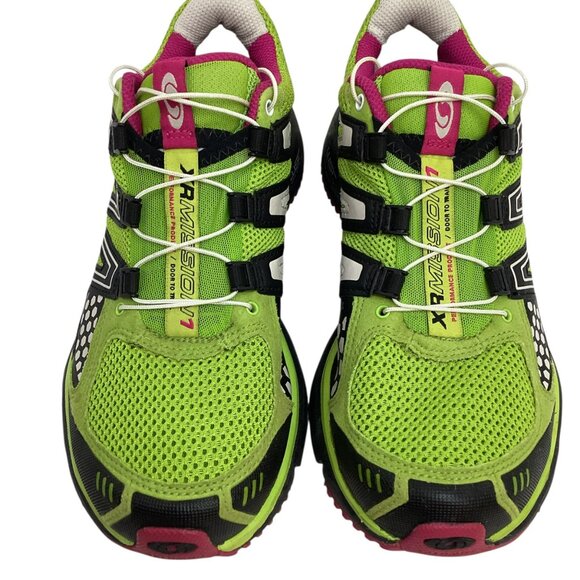 Salomon XR Mission 1 Womens 8 OrthoLite Trail Running Shoes Lime Green - Picture 3 of 11